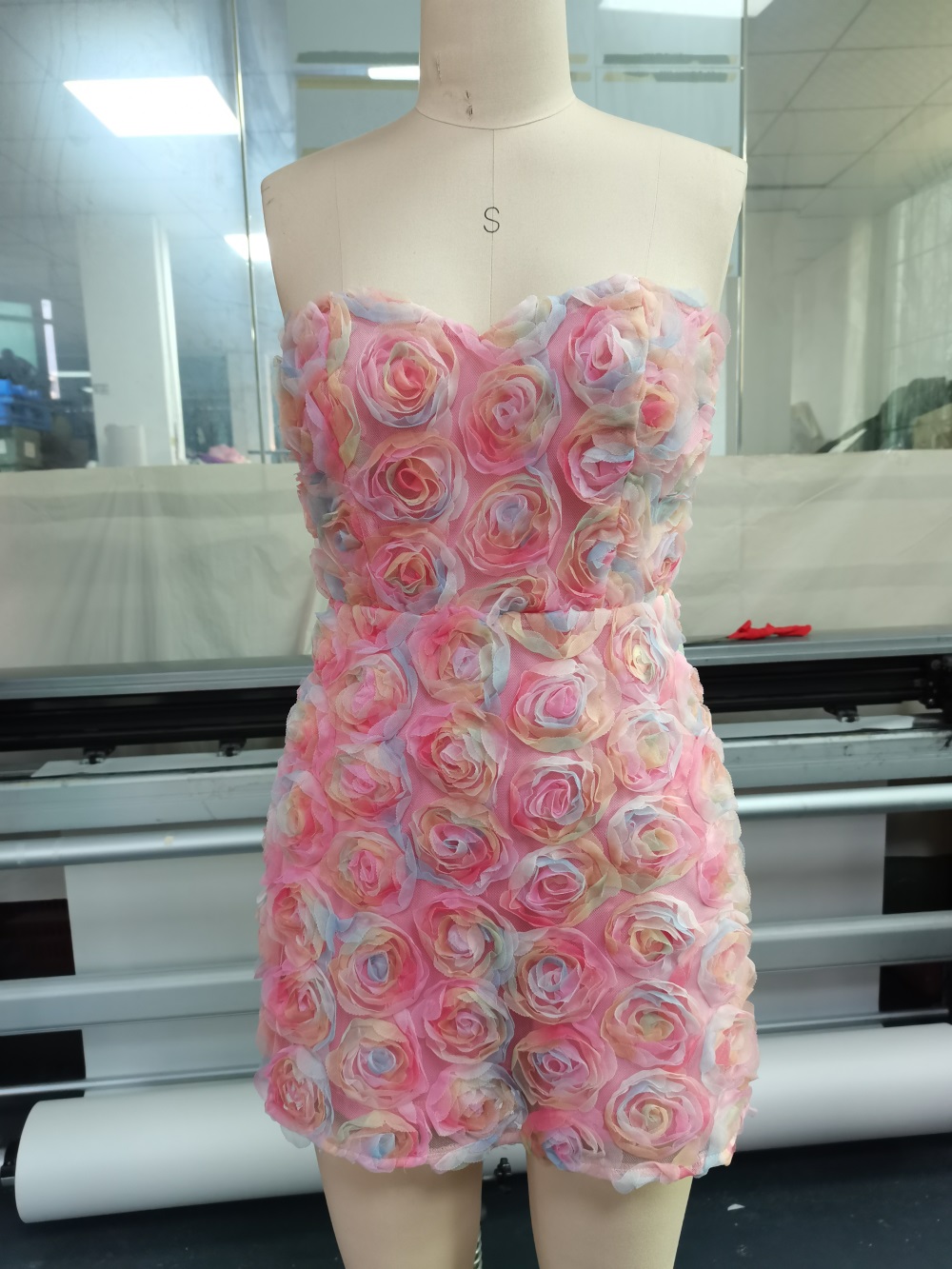 3D flower mini dress