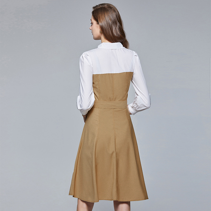 2025 Fashions Women Clothing Button up Shirt Dress Patchwork Casual Dresses